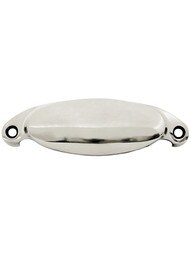 3 5/8" Cast Brass Oval Bin Pull With Choice of Finish - 3 1/8" Center-to-Center